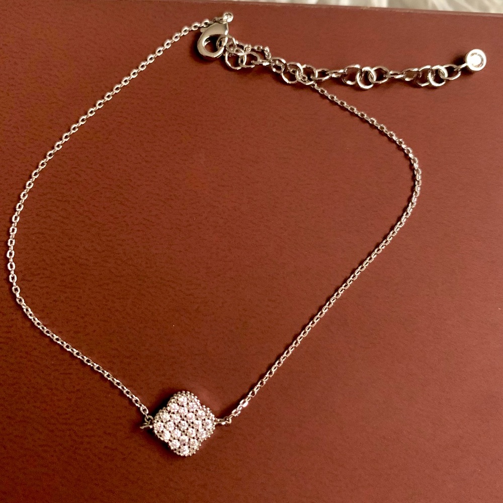 Silver Dainty Quaterfoil Shaped Charm Bracelet-Adjustable…